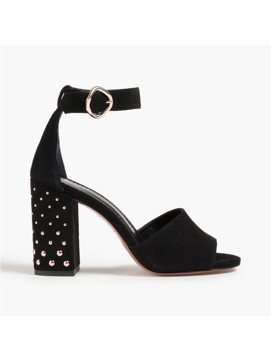 Shoes - New! MAJE Paris Studded Embellished Block Square Heel Suede Sandals